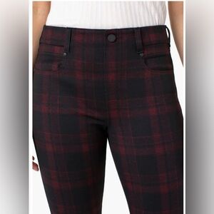 Liverpool Women's Red and Black Gia Glider Plaid Ankle Skinny Pants
